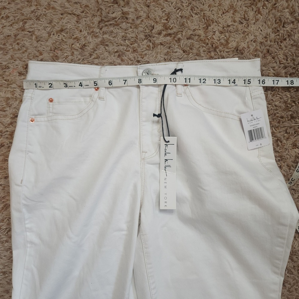 Nicole Miller Soho Slim Straight Jeans Womens 8 White High Rise Stretch Denim - Picture 5 of 12